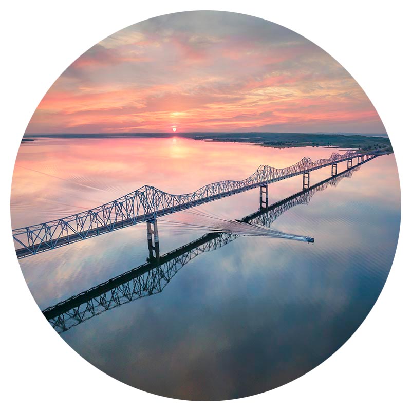Missouri River Bridge Beautiful Sunset Picture - Franklin Arts