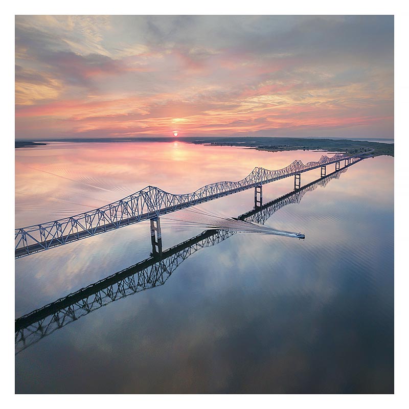 Missouri River Bridge Beautiful Sunset Picture - Franklin Arts
